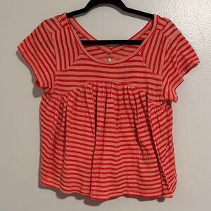 Free People orange and cream Striped Top